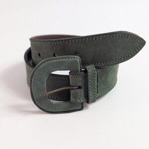 Vtg 80s Banana Republic Safari Travel Green Leather Belt England Made Size 28